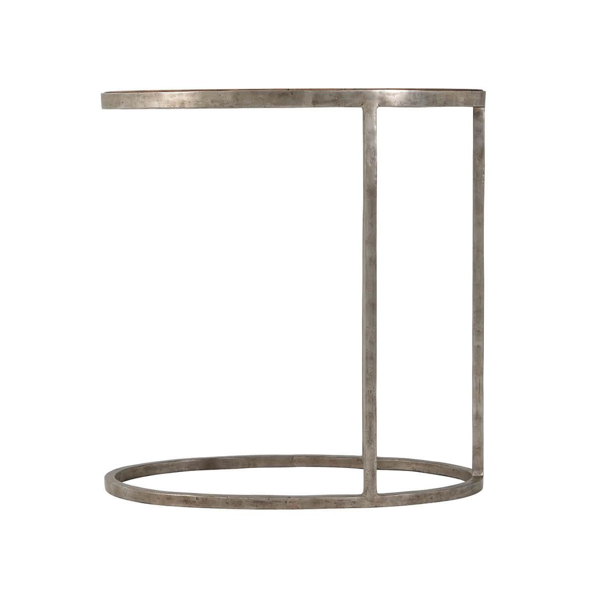 Vietnamese Industrial Oval Sunburst Accent Table For Sale