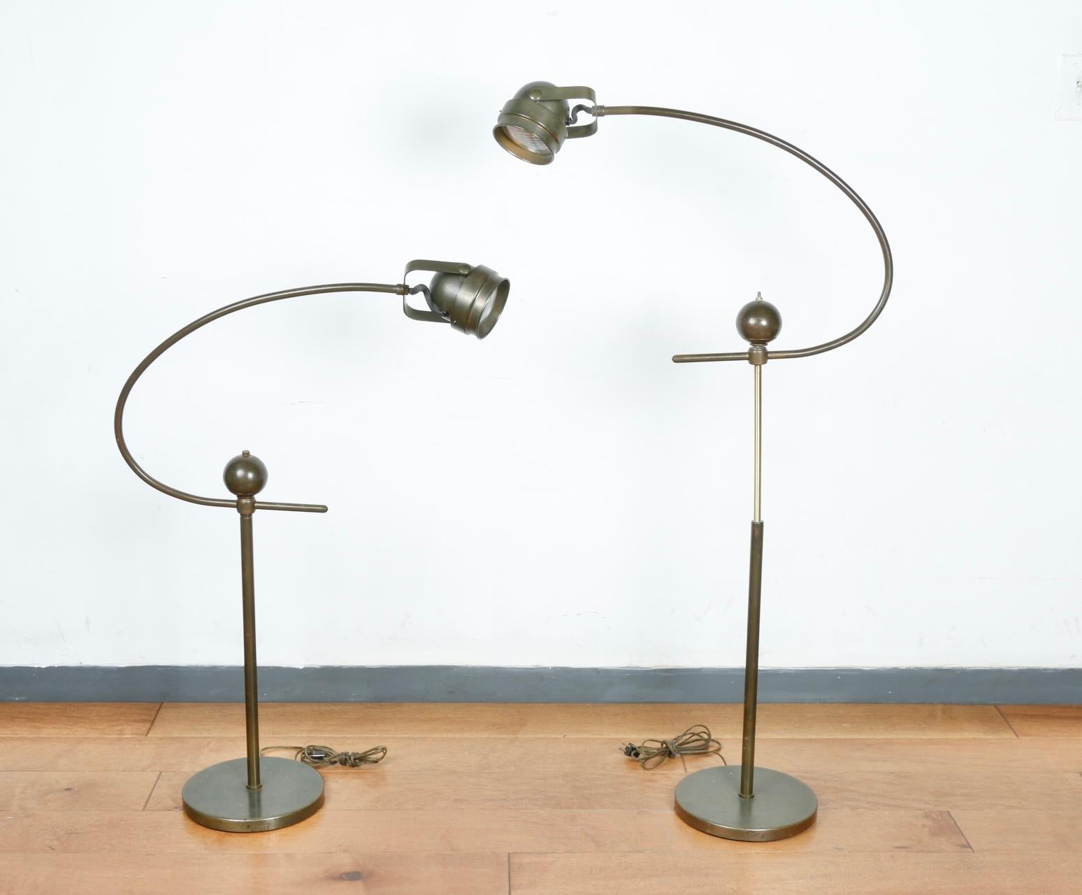 American Industrial Pair of Floor Lamps For Sale