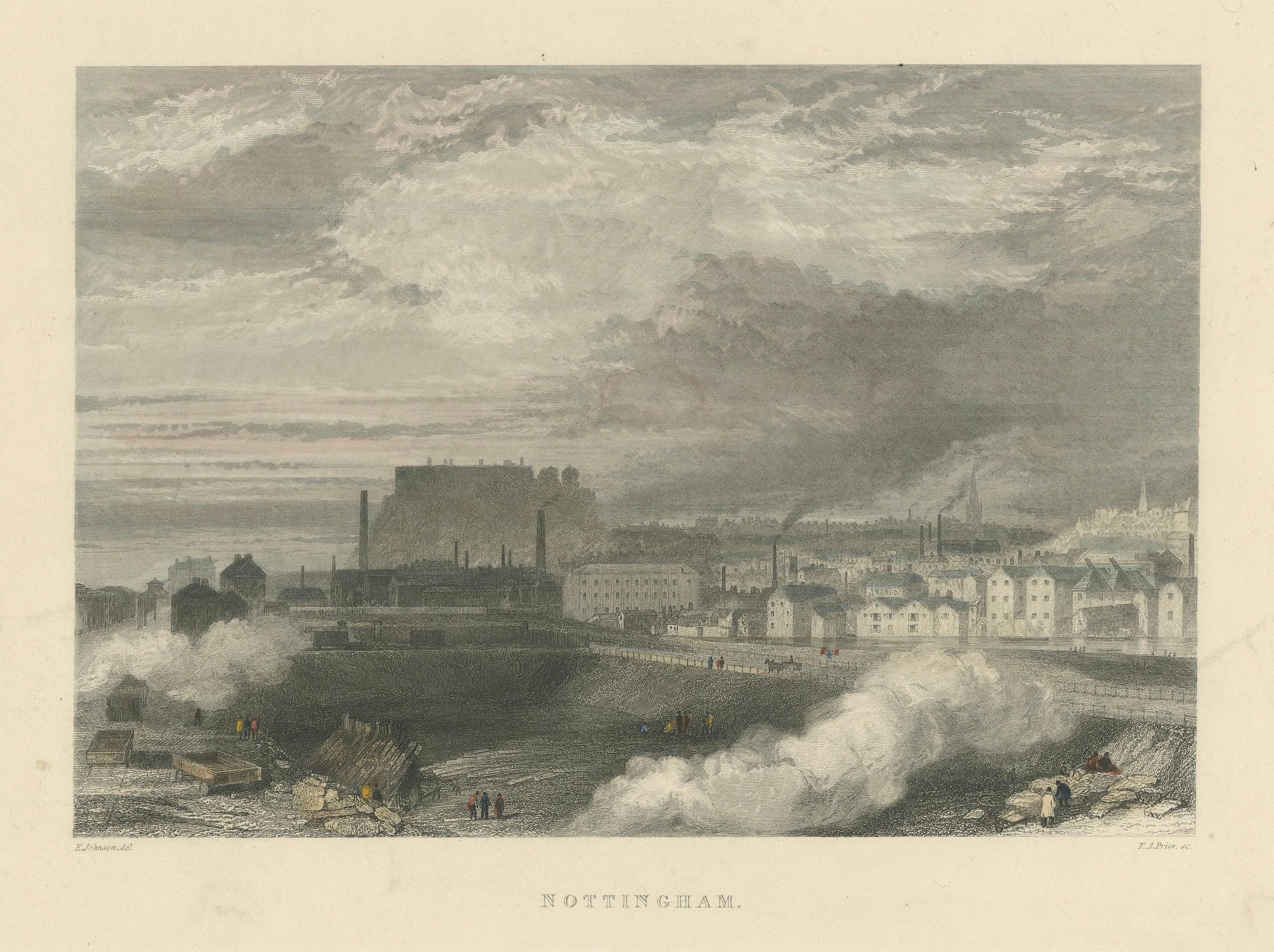 Début du XIXe siècle Panorama industriel de Nottingham, Angleterre au 19e siècle en vente