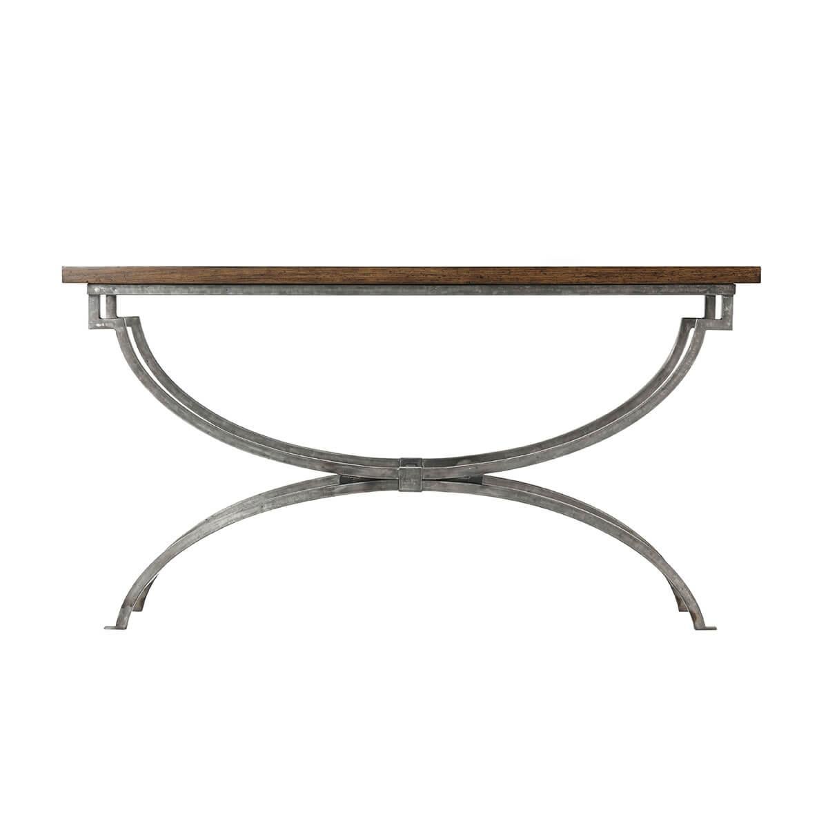 Industrial Parquetry Console Table For Sale 3