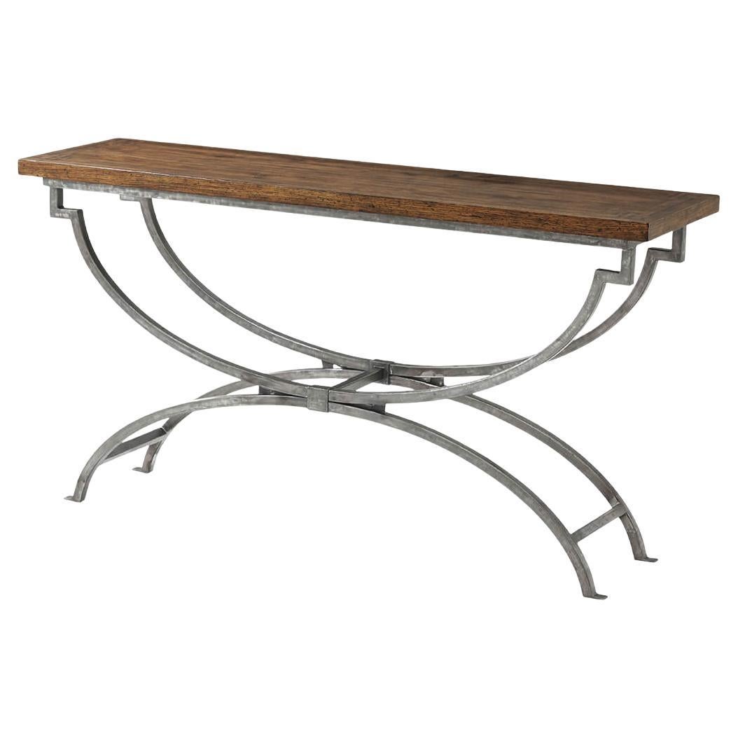 Table console en parqueterie industrielle