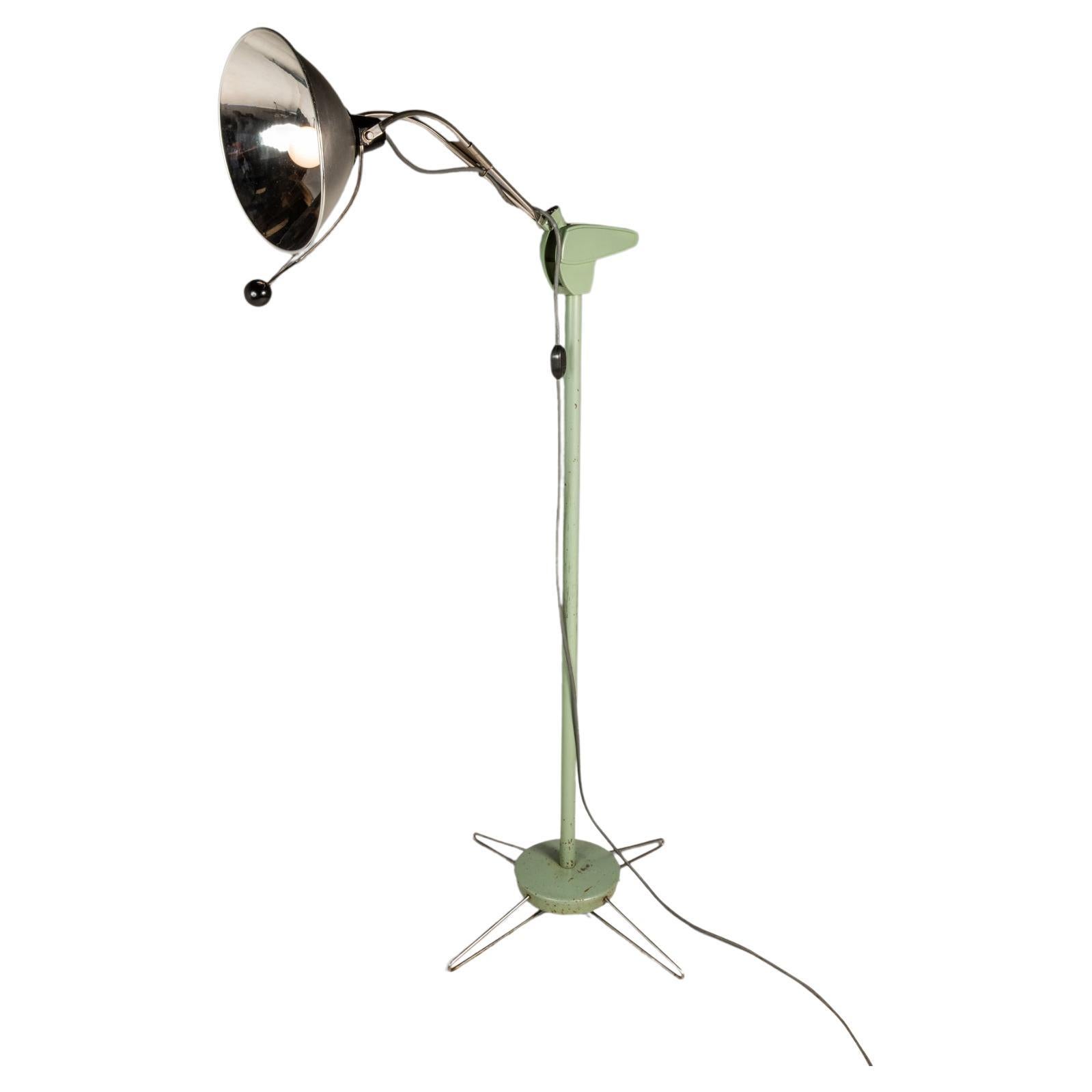 Industrial Patinaed Medical / Surgical 6ft. Floor Lamp, Wilmot Castle, USA, 1960
