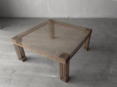 Industrial Patinated Perforated Metal Coffee Table
