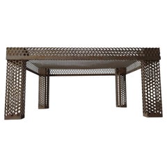 Industrial Patinated Perforated Metal Coffee Table