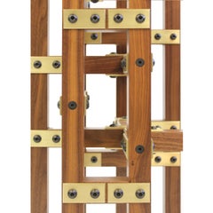 Industrieller Sockeltisch von Peter Harrison aus Messing, Metall und Nussbaumholz