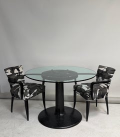 Industrial Pedestal Table with Glass Top