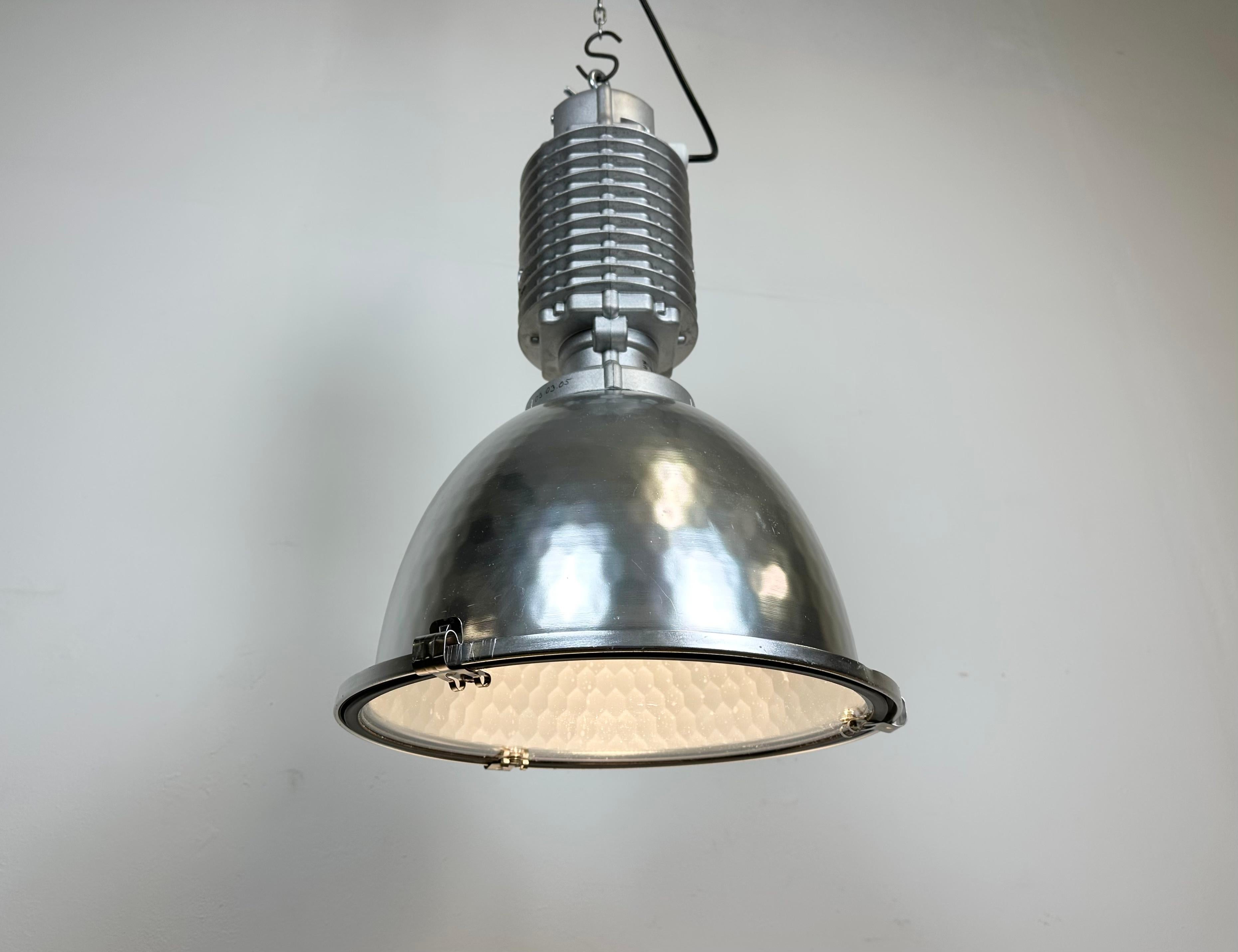 Industrial Pendant Lamp with Glass Cover by Charles Keller for Zumtobel, 1990s For Sale 4