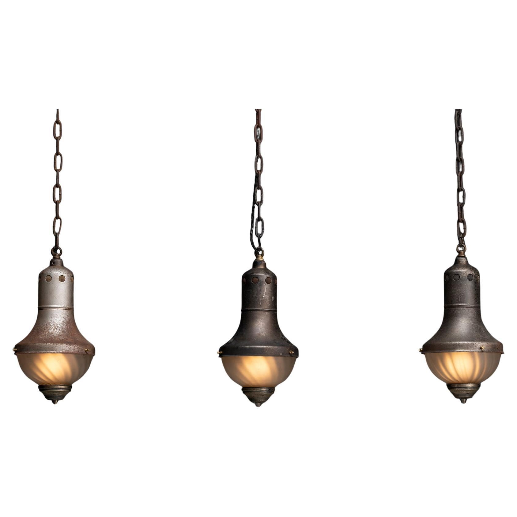 Industrial Pendants, England 1950 For Sale