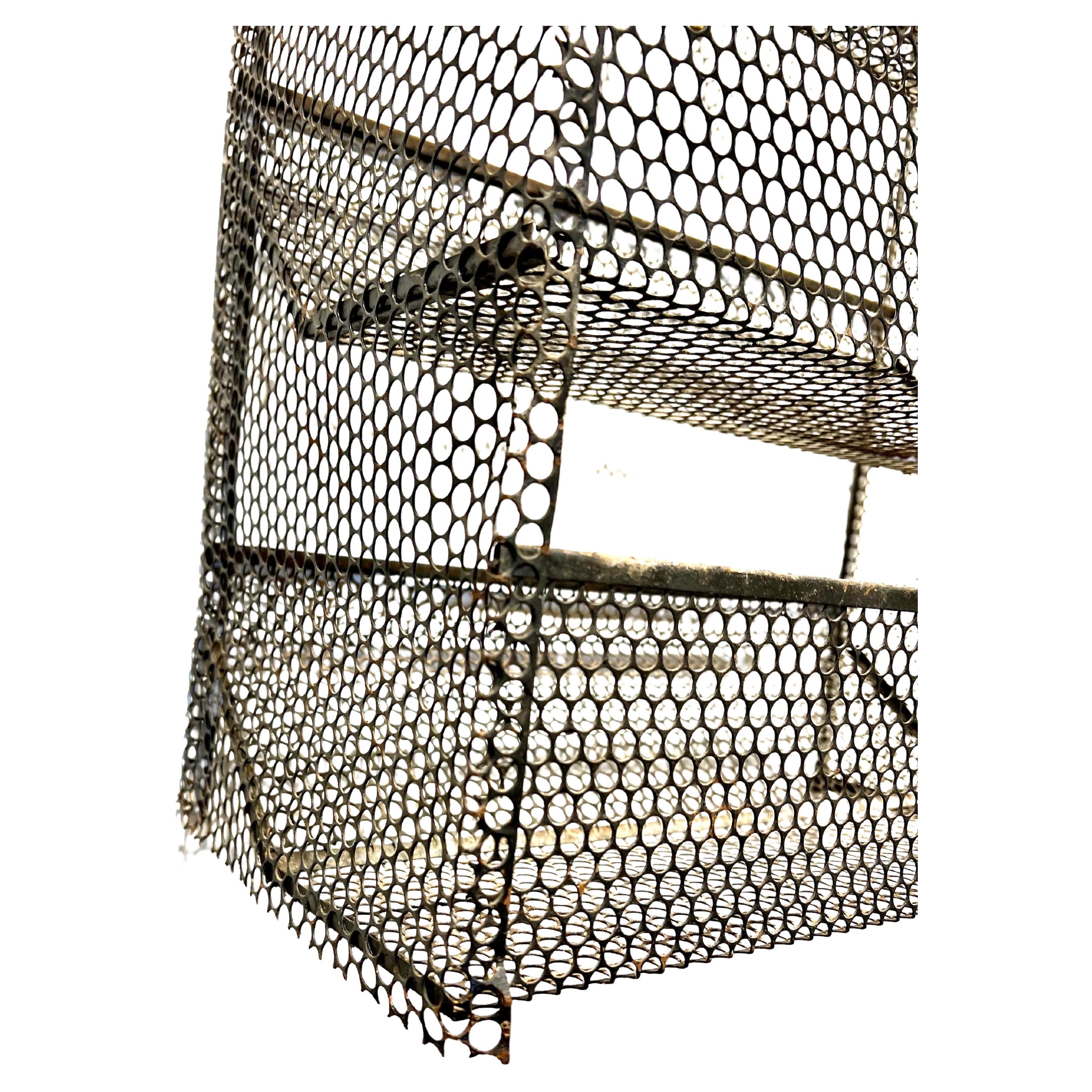 Mid-Century Modern Industrial Perforated Metal Catch It All Portable Caddy