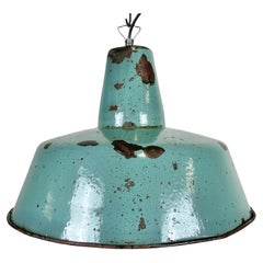 Industrielle Petrol-Emaille-Werkstattlampe, 1960er Jahre