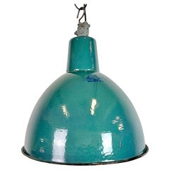 Industrial Petrol Enamel Factory Pendant Lamp, 1960s