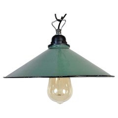 Industrial Petrol Enamel Factory Pendant Lamp, 1960s