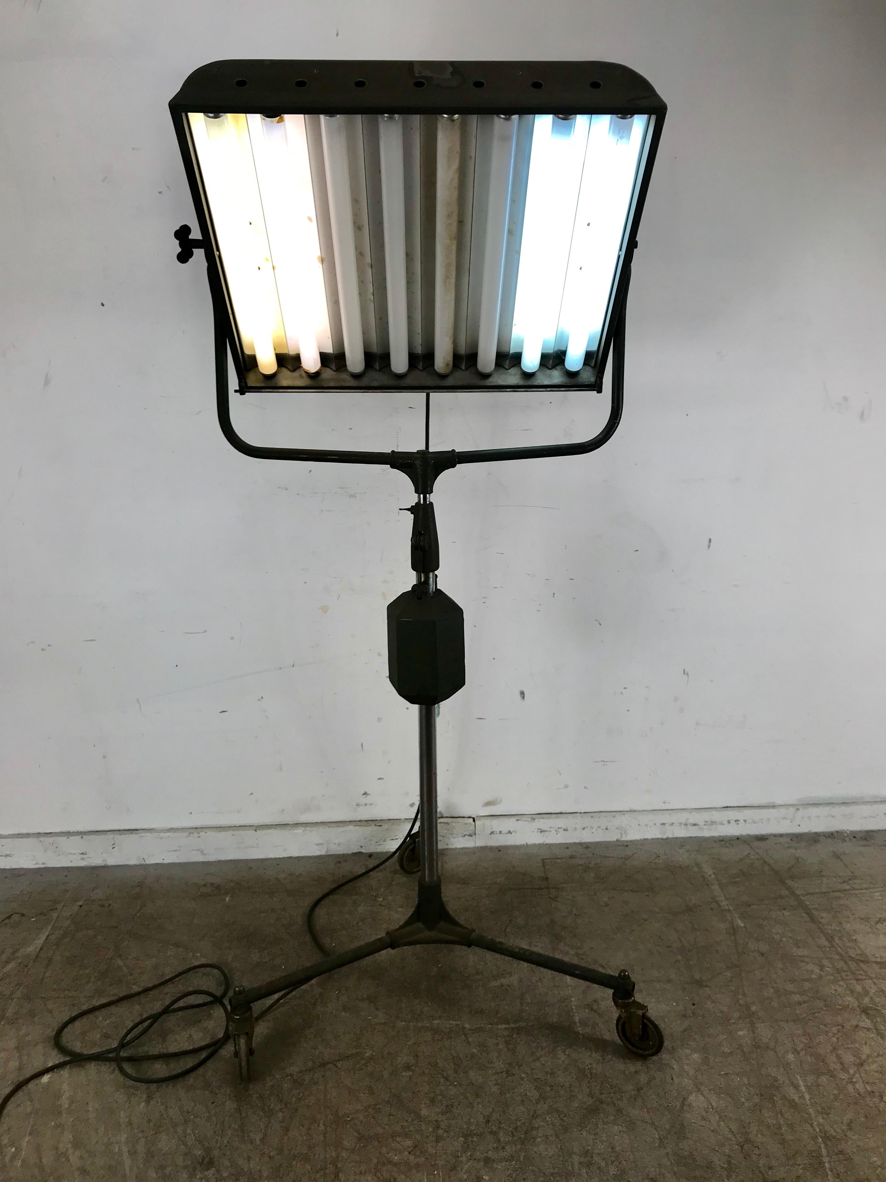 Industrial Photo Adjustable Floor Lamp Beattie's Hollywood Hi-Light Company For Sale 1