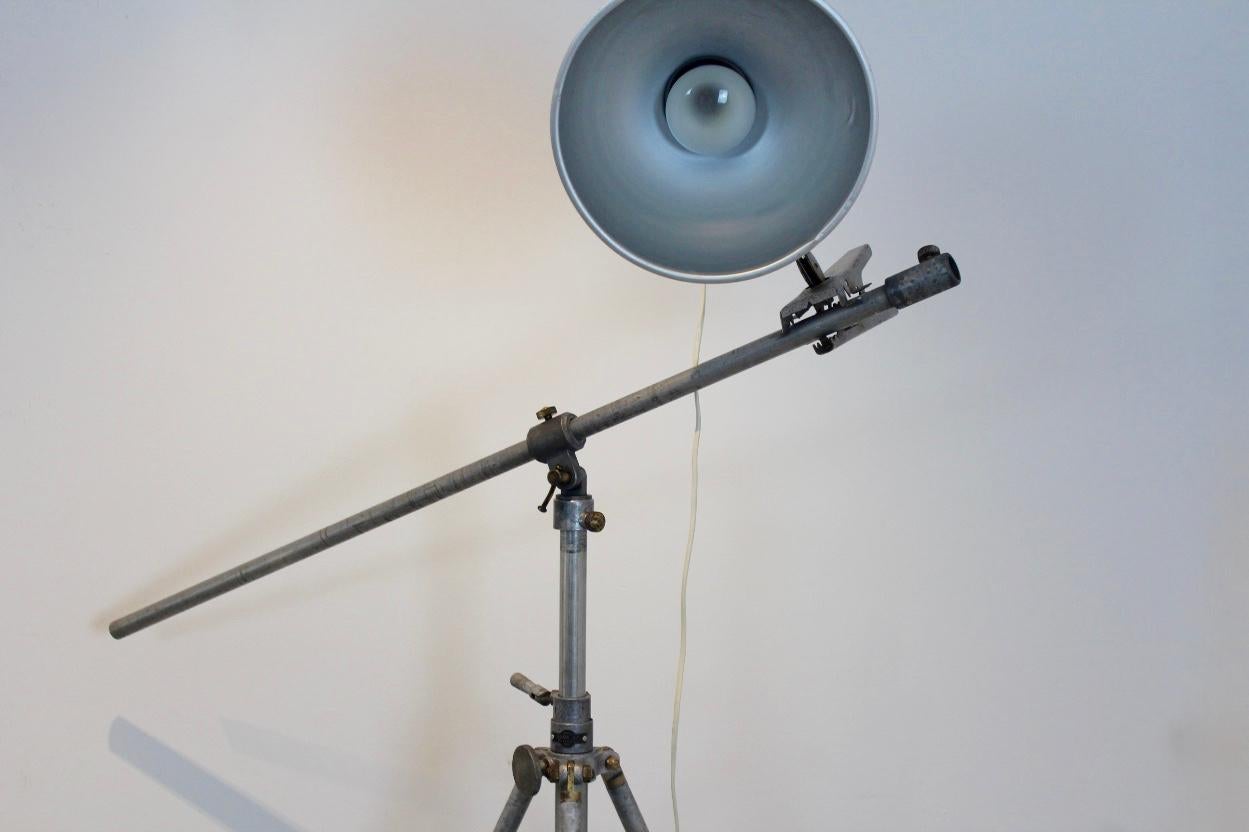 Industrial Photo Floor Light in Aluminium and Brass by Narita and Fluos, Belgium For Sale 4