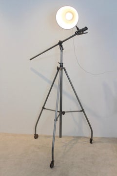 Industrial Photo Floor Light in Aluminium and Brass by Narita and Fluos, Belgium