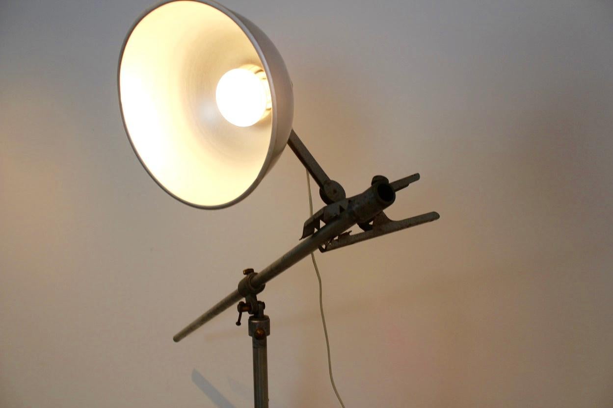 Industrial Photo Floor Light in Aluminium and Brass by Narita and Fluos, Belgium In Good Condition For Sale In Voorburg, NL