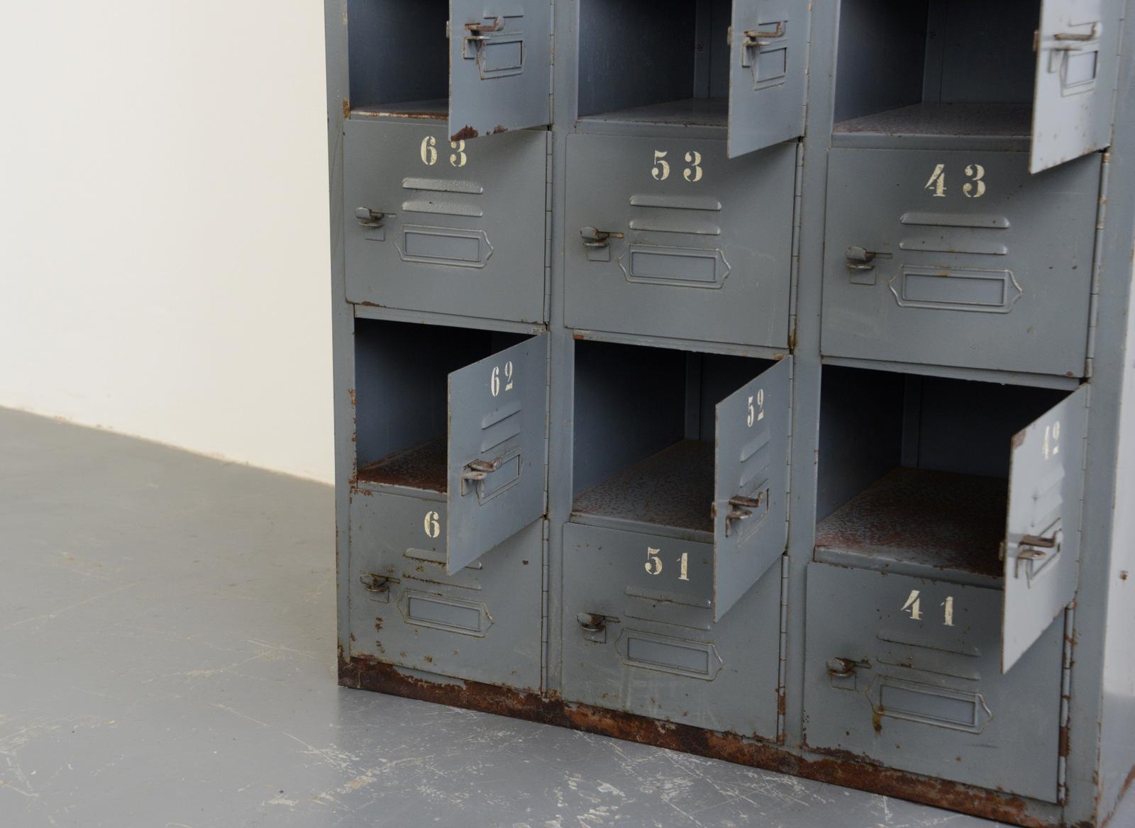 Industrial Pigeon Hole Lockers, circa 1940s In Good Condition In Gloucester, GB