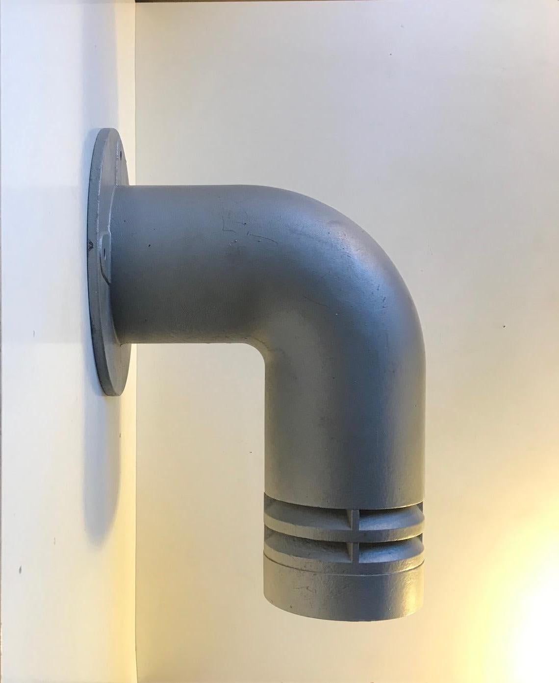 Danish Industrial Pipe Outdoor Wall Lamp by Ole Pless Jørgensen for Nordisk Solar For Sale