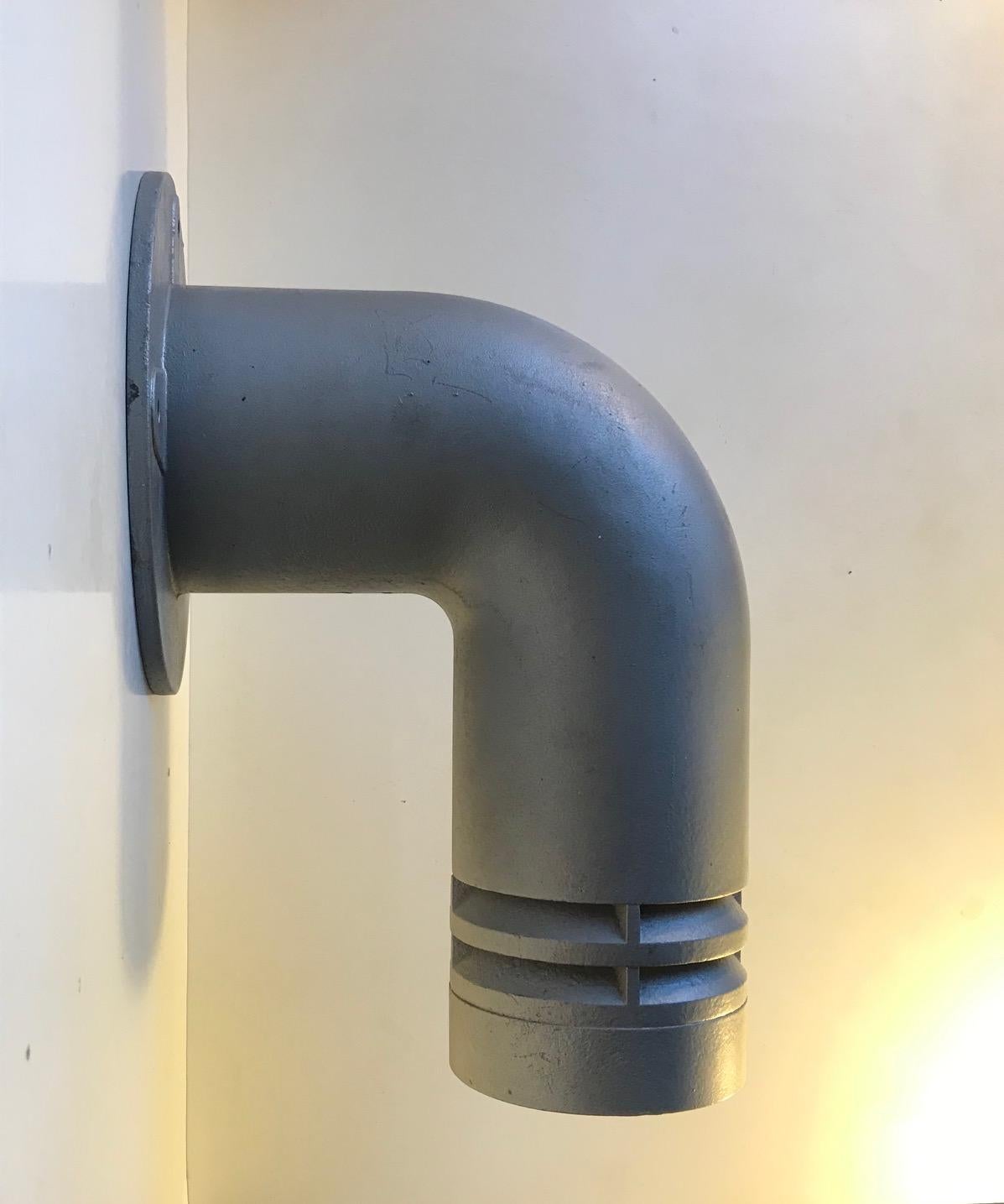 Industrial Pipe Outdoor Wall Lamp by Ole Pless Jørgensen for Nordisk Solar In Good Condition For Sale In Esbjerg, DK