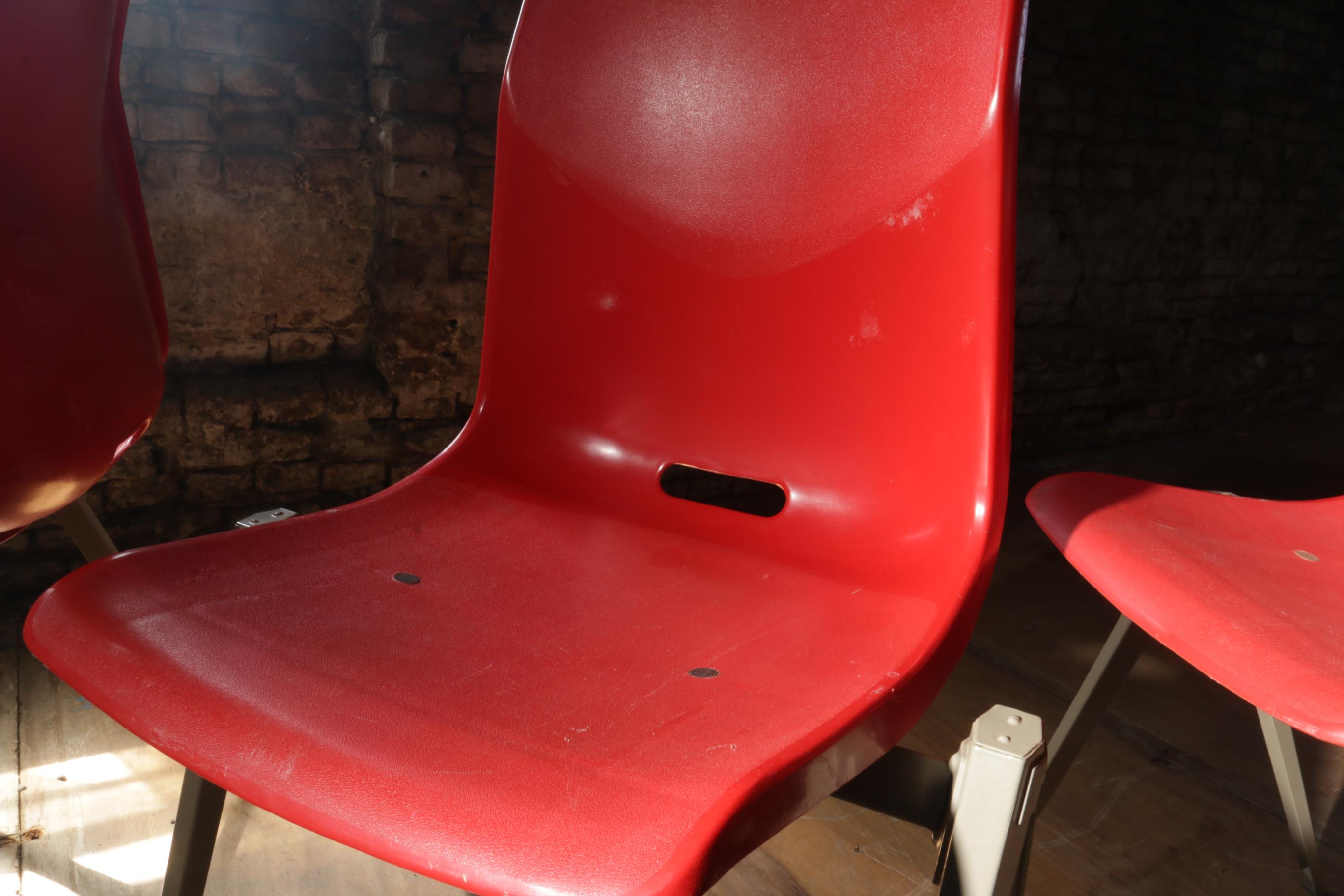 Late 20th Century Industrial Piramid Stacking, School Chairs Galvanitas S22 Prouve Style For Sale