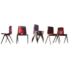 Stacking Industrial Piramid School Chairs Galvanitas S22 Style Prouvé