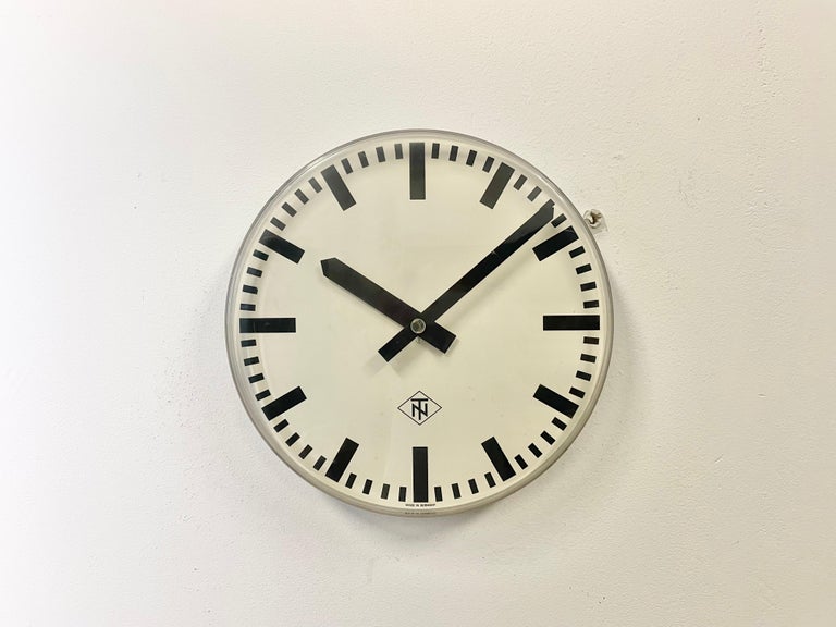Industrial Plexiglass Station Wall Clock from TN, 1960 For Sale at 1stDibs