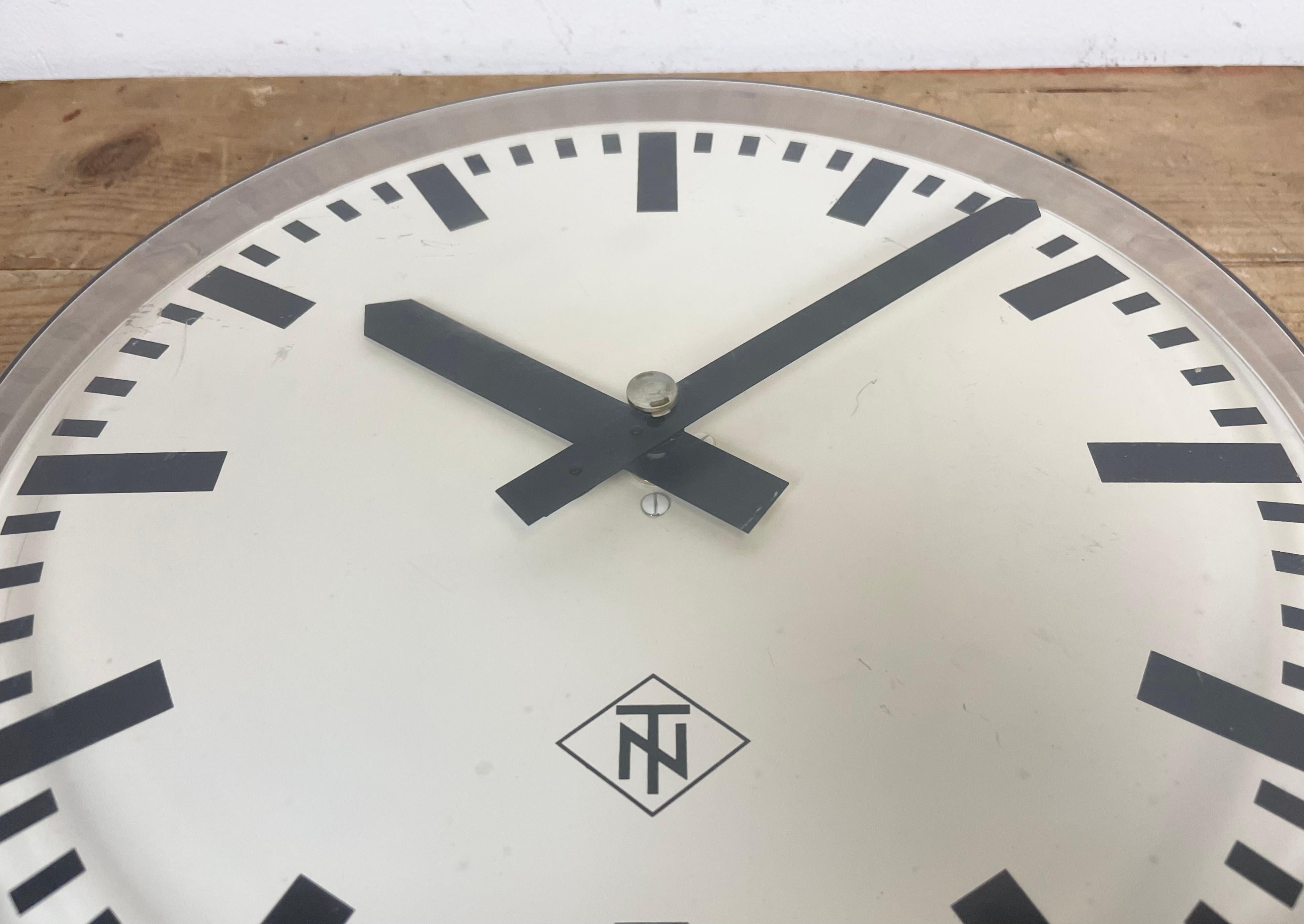 German Industrial Plexiglass Station Wall Clock from TN, 1960 For Sale