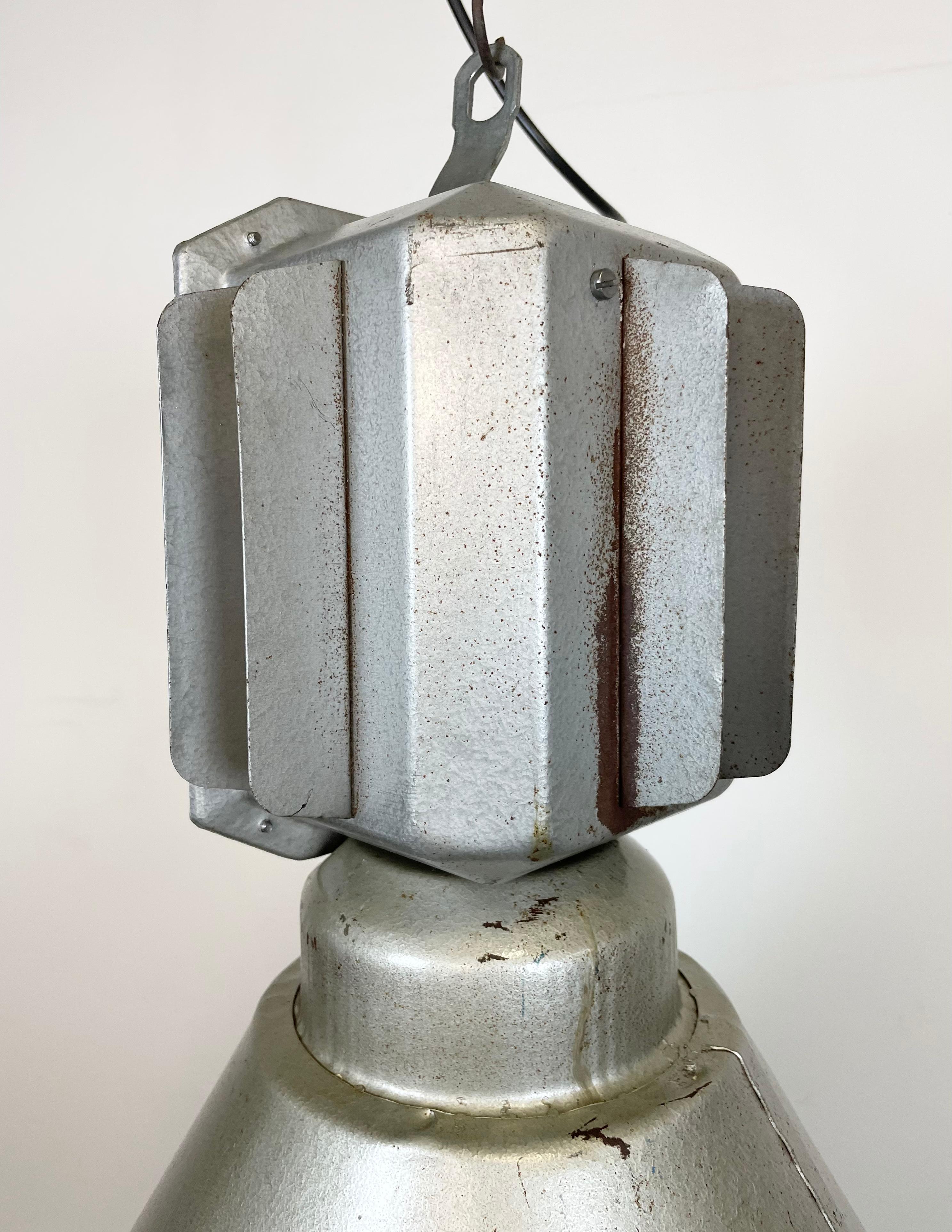 Industrial Polish Factory Ceiling Lamp with Glass Cover from Mesko, 1990s For Sale 10