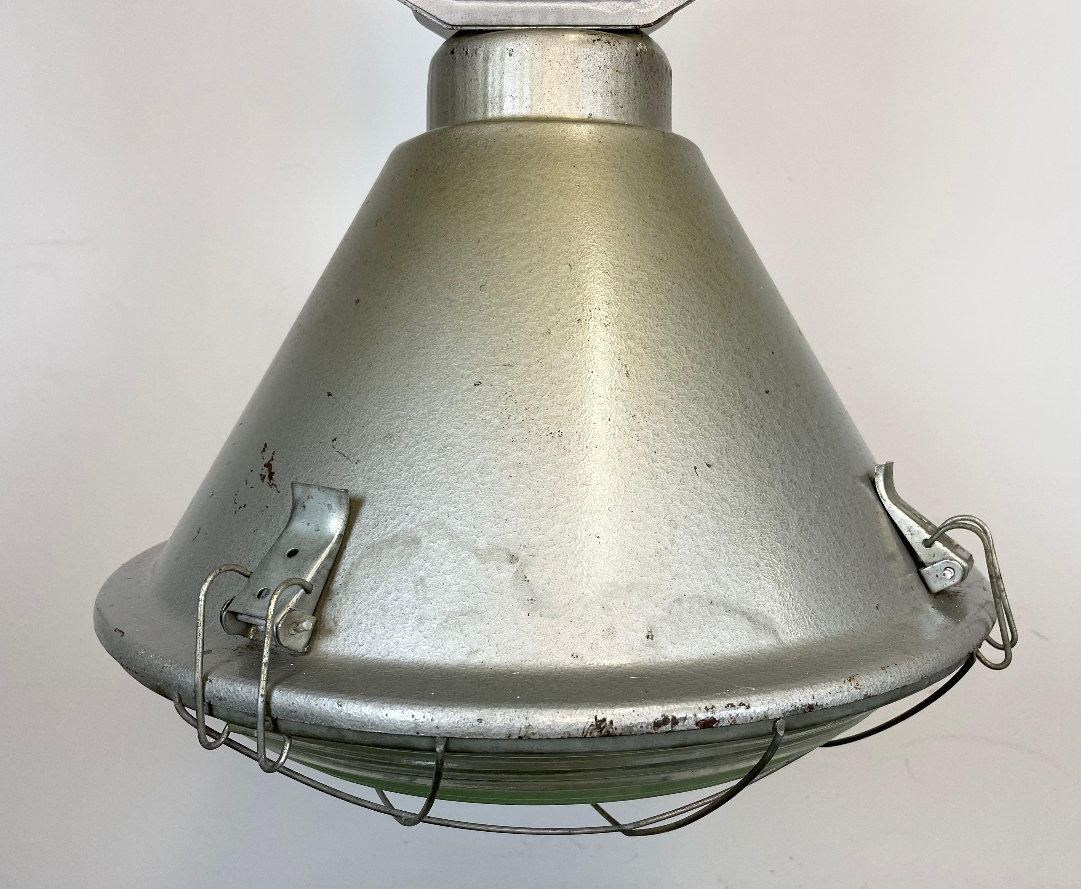Late 20th Century Industrial Polish Factory Ceiling Lamp with Glass Cover from Mesko, 1990s For Sale