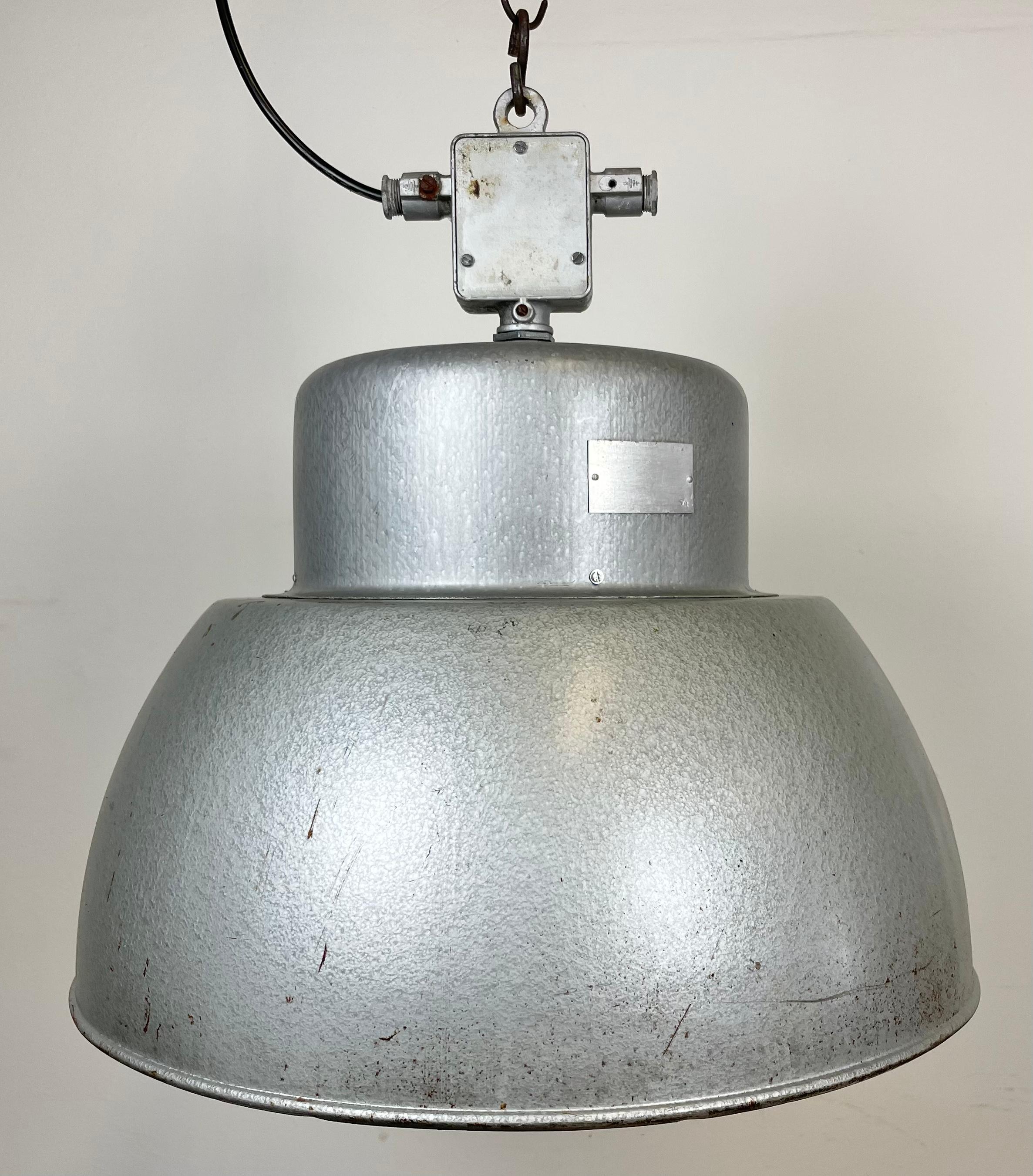 Painted Industrial Polish Factory Pendant Lamp from Mesko, 1970s For Sale