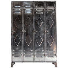 Industrial Polished Steel School Lockers Cabinets, circa 1940s