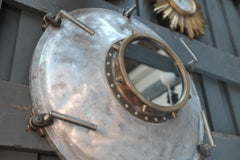 Industrial Porthole Window in Aluminium and Riveted Bronze, circa 1900