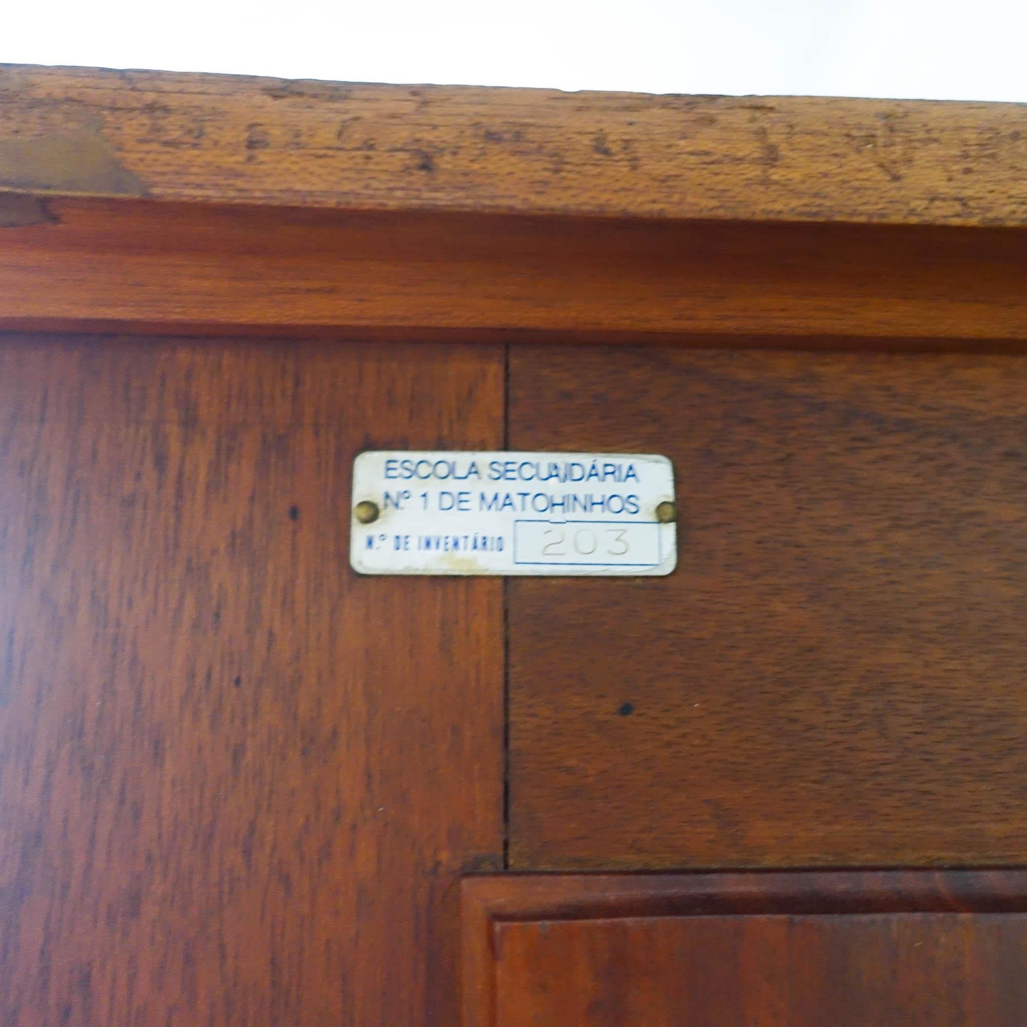 Industrial Portuguese Oak Tambour Door Filing Cabinet from Olaio, 1940s 6