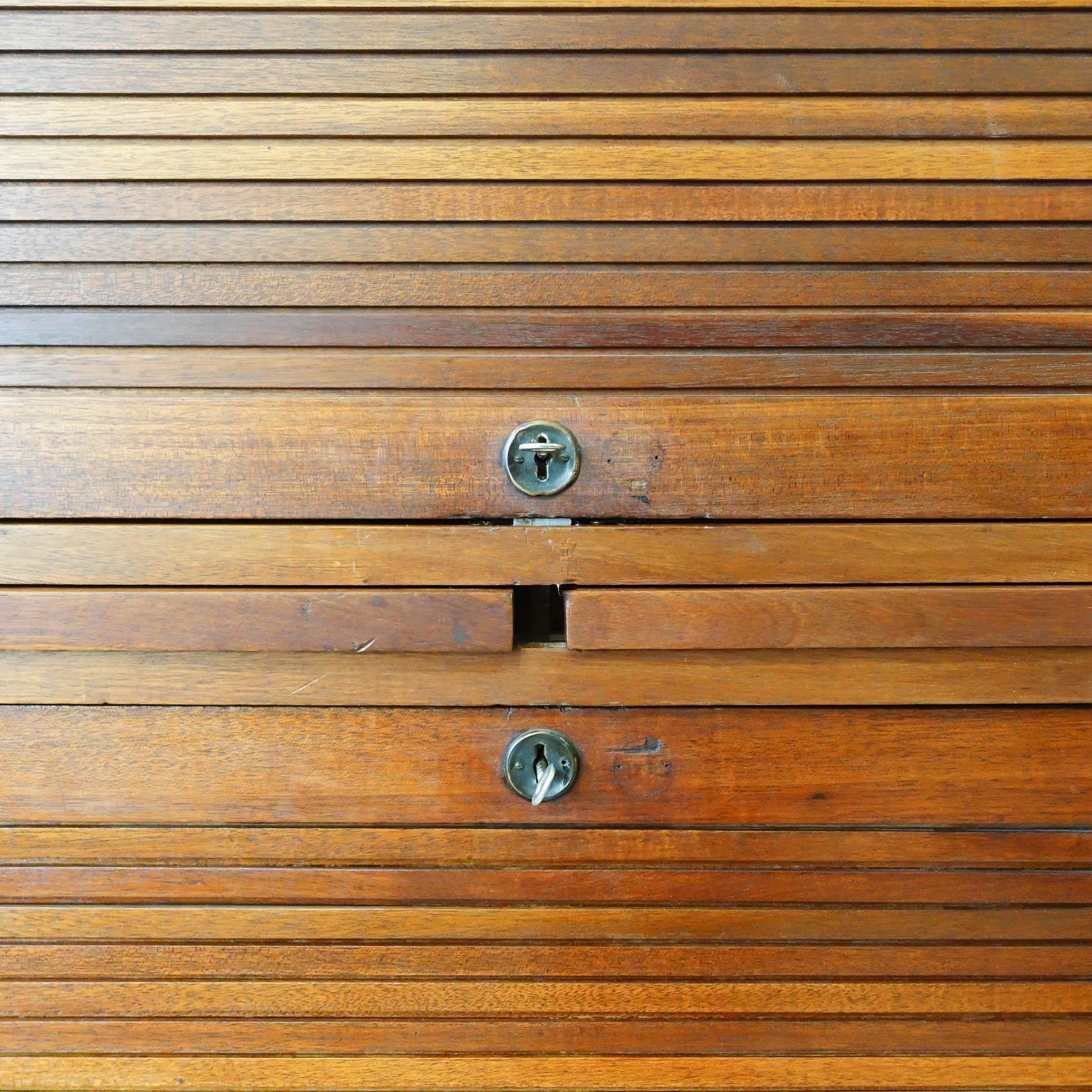 Industrial Portuguese Oak Tambour Door Filing Cabinet from Olaio, 1940s 1