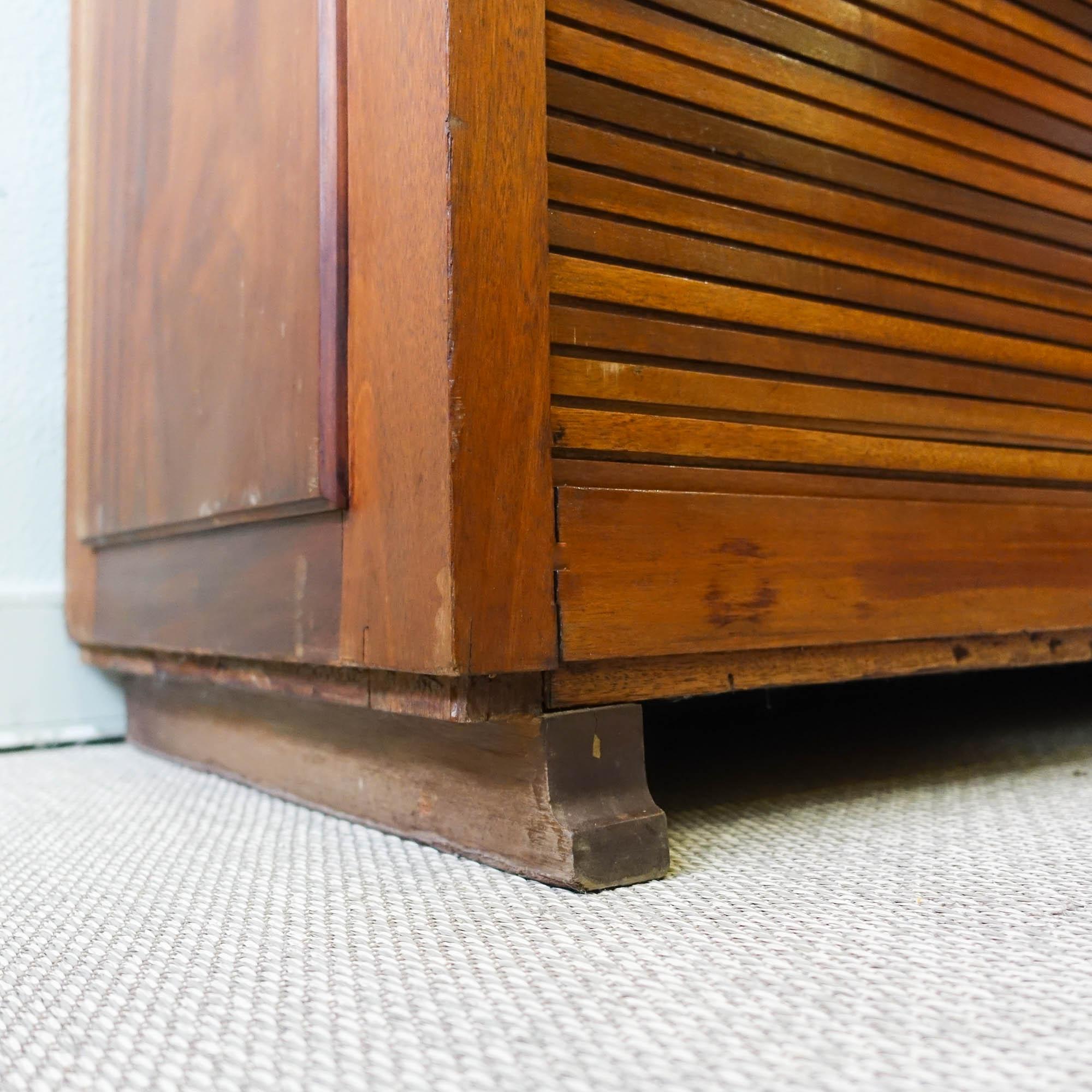 Industrial Portuguese Oak Tambour Door Filing Cabinet from Olaio, 1940s 3