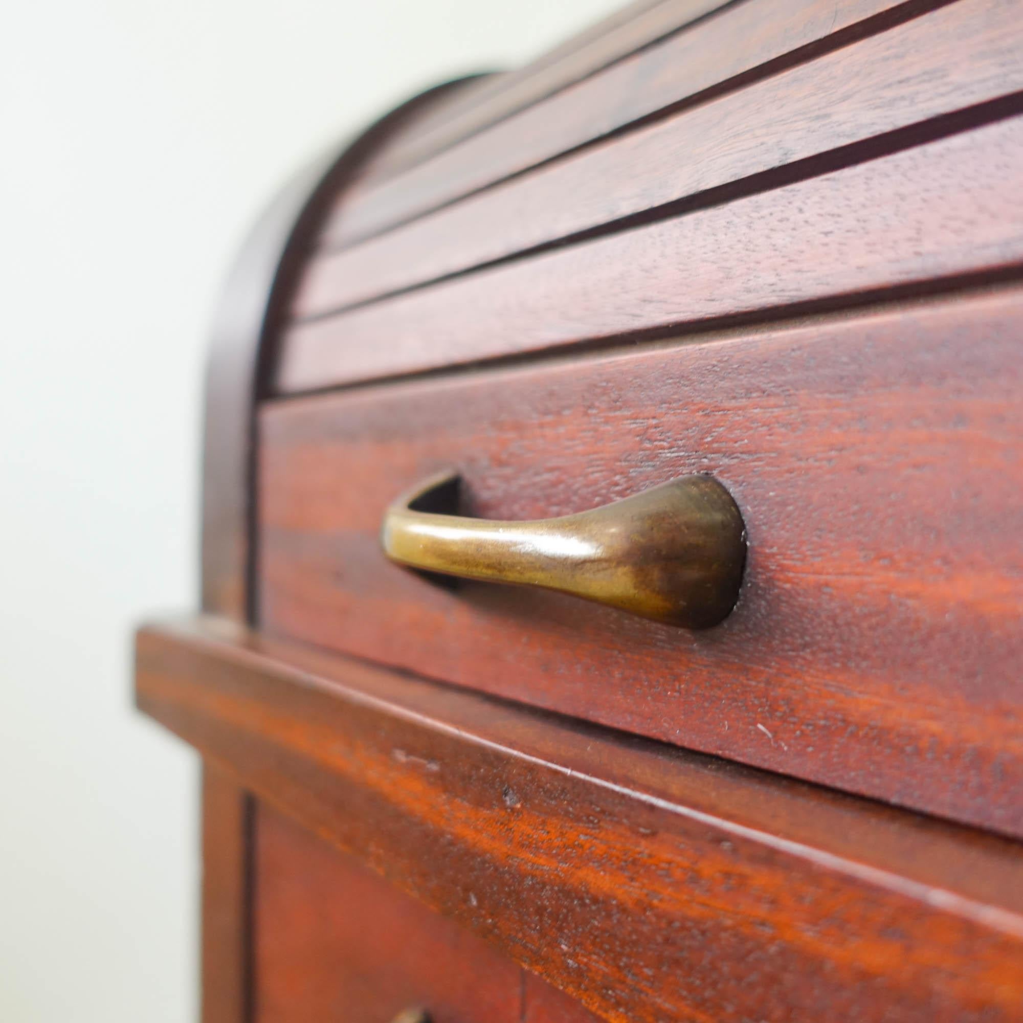 Industrial Portuguese Oak-wood Tambour Door Desk, 1940's For Sale 7
