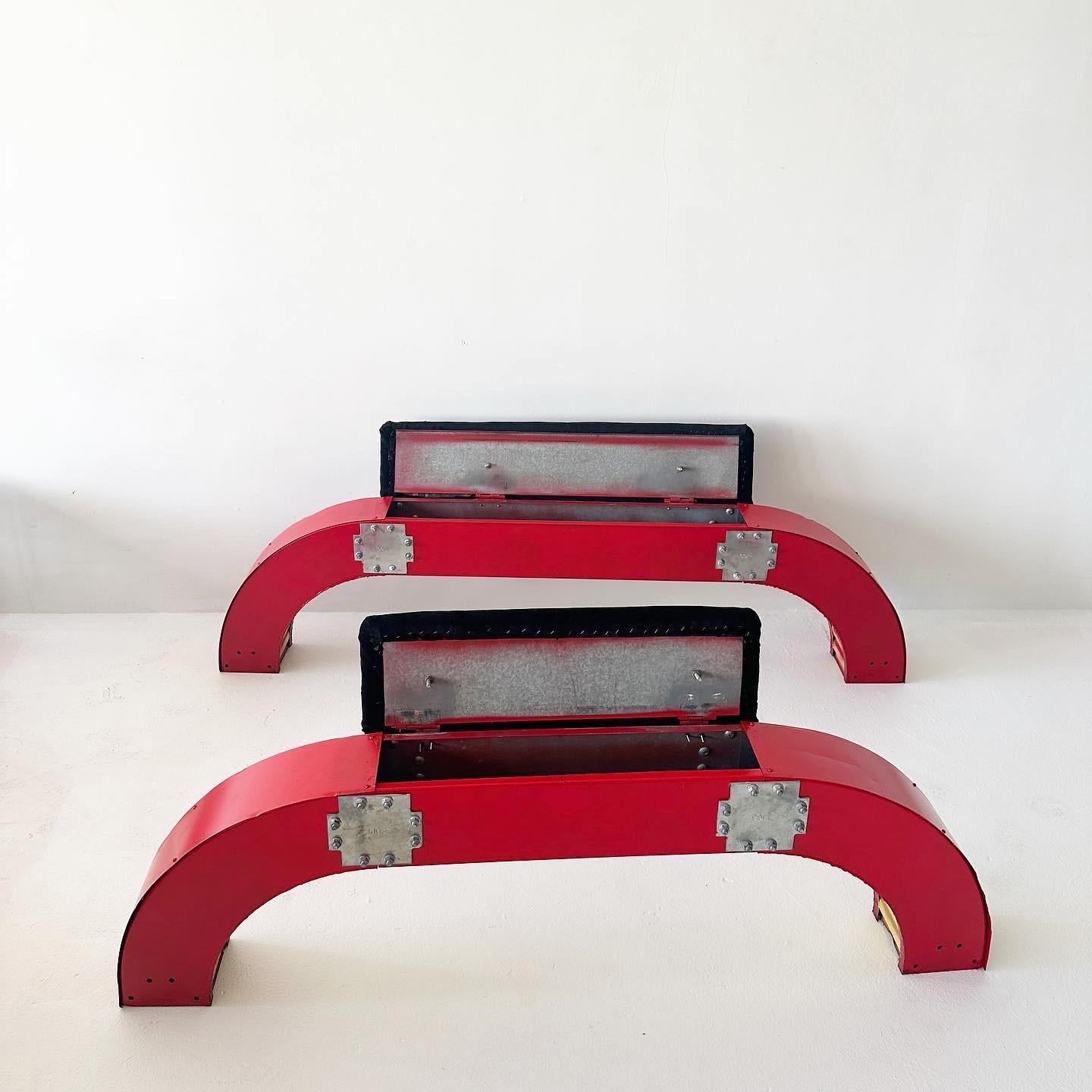 Post-Modern industrial postmodern waterfall bench1 with storage (2 available)