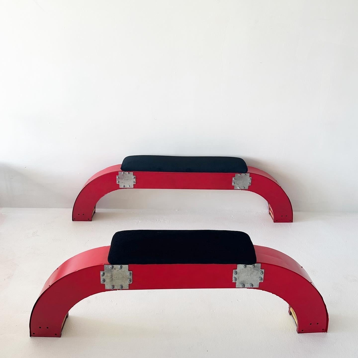 Late 20th Century industrial postmodern waterfall bench1 with storage (2 available) For Sale