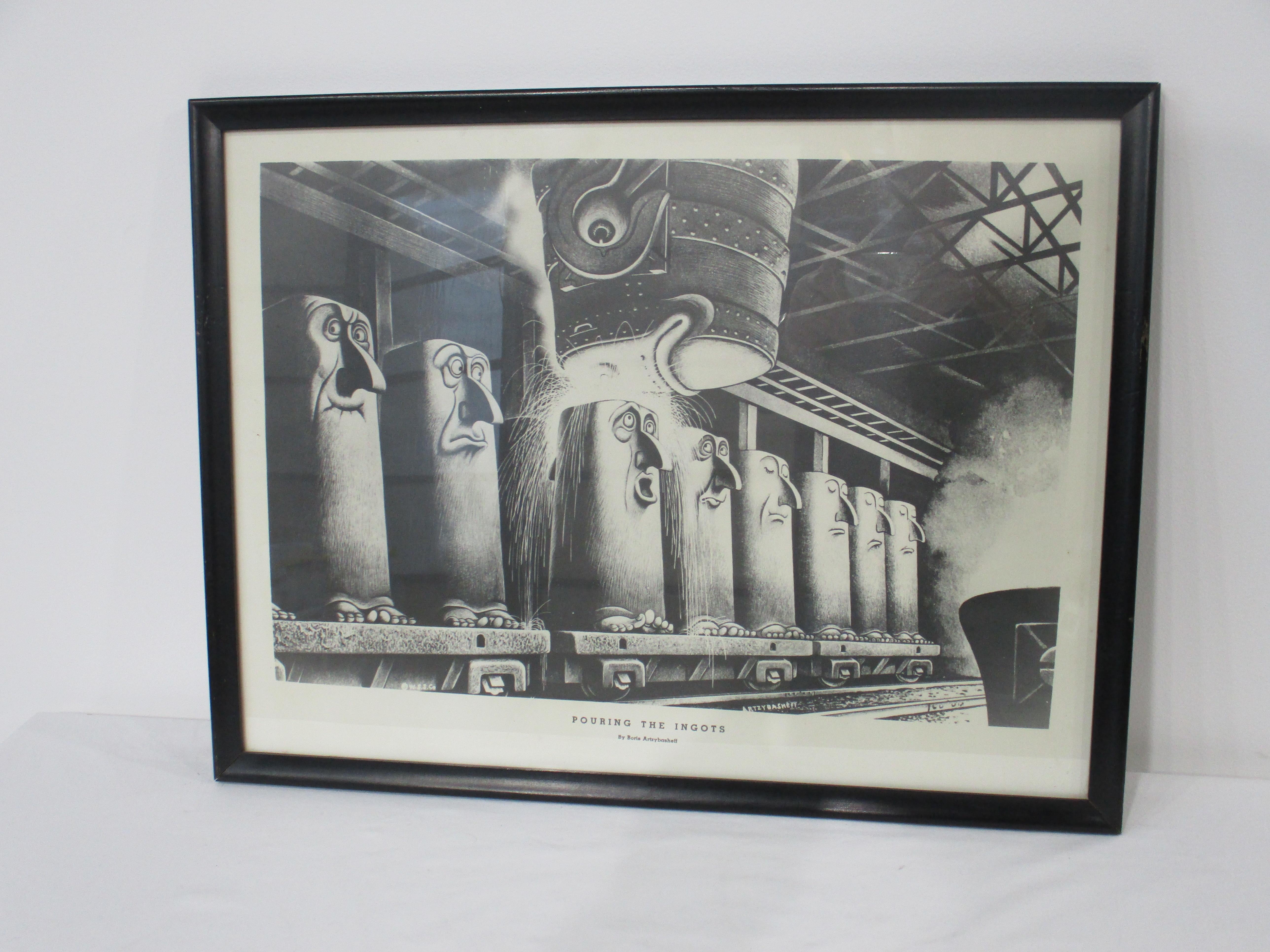 An early print from listed and famed artist Boris Artzybasheff ( 1899 - 1965 ) who's works for major magazines, doing covers for Time magazine , advertising pieces for the largest industrial companies during the period and for the US government .