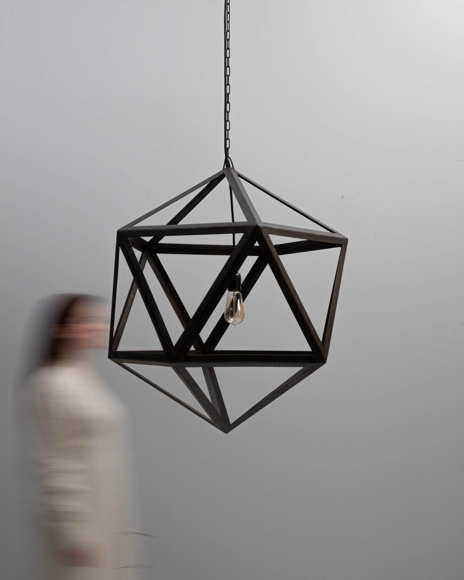 European Industrial Prototype Icosahedron Pendant Light For Sale