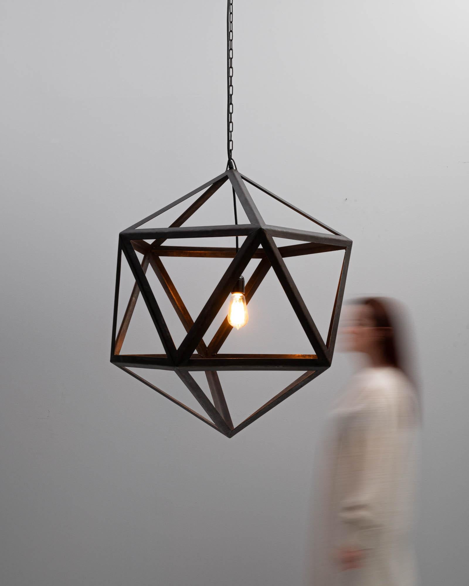Industrial Prototype Icosahedron Pendant Light In Good Condition For Sale In High Point, NC