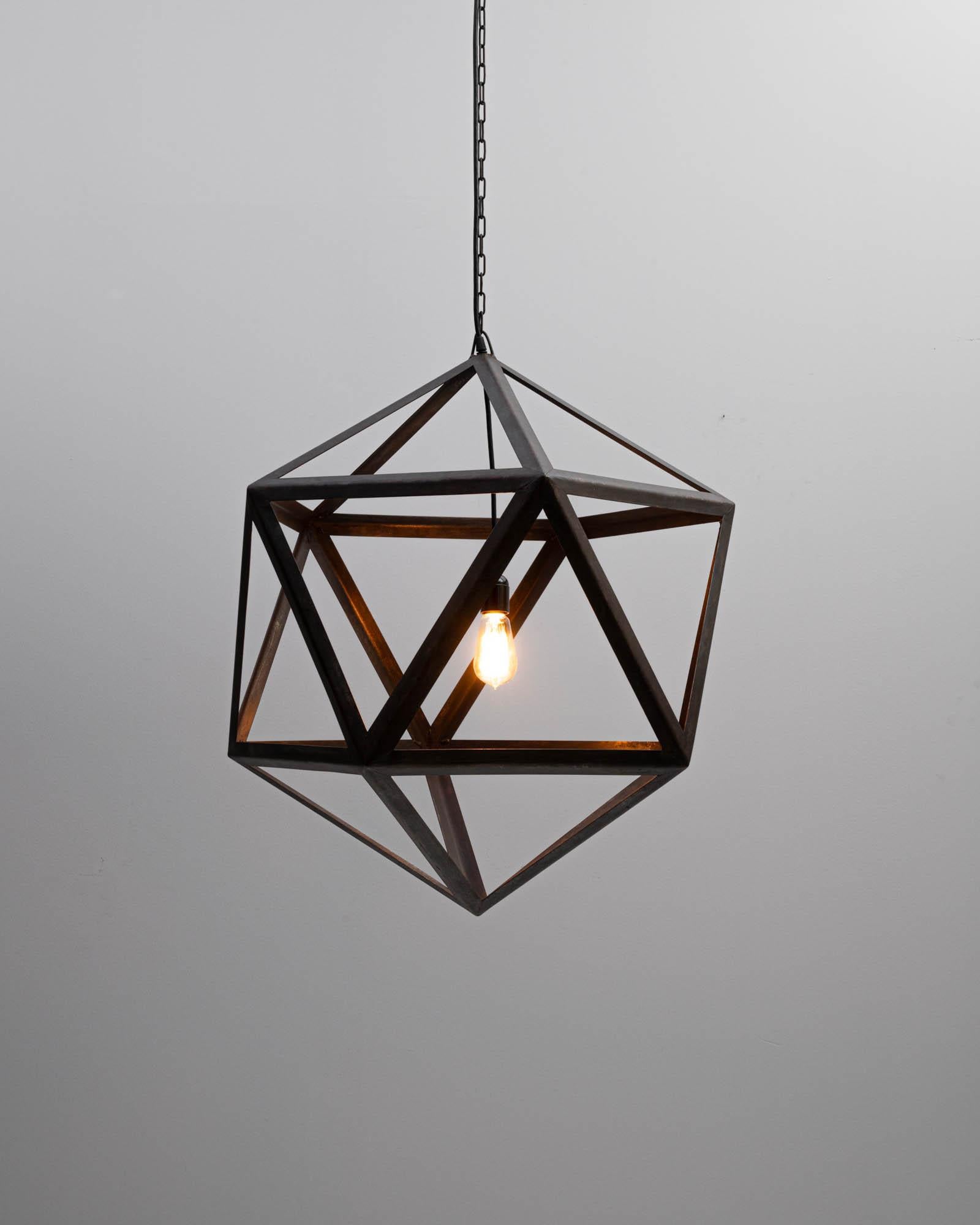 Contemporary Industrial Prototype Icosahedron Pendant Light For Sale