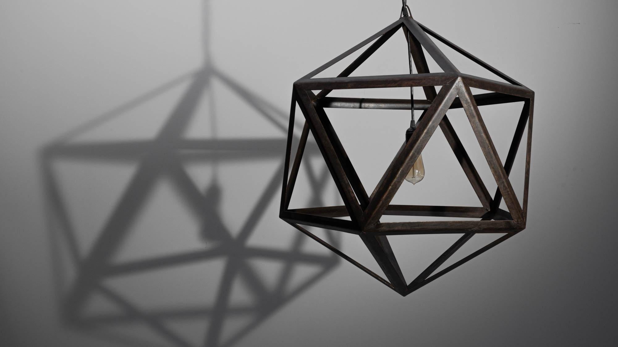 Industrial Prototype Icosahedron Pendant Light For Sale 1