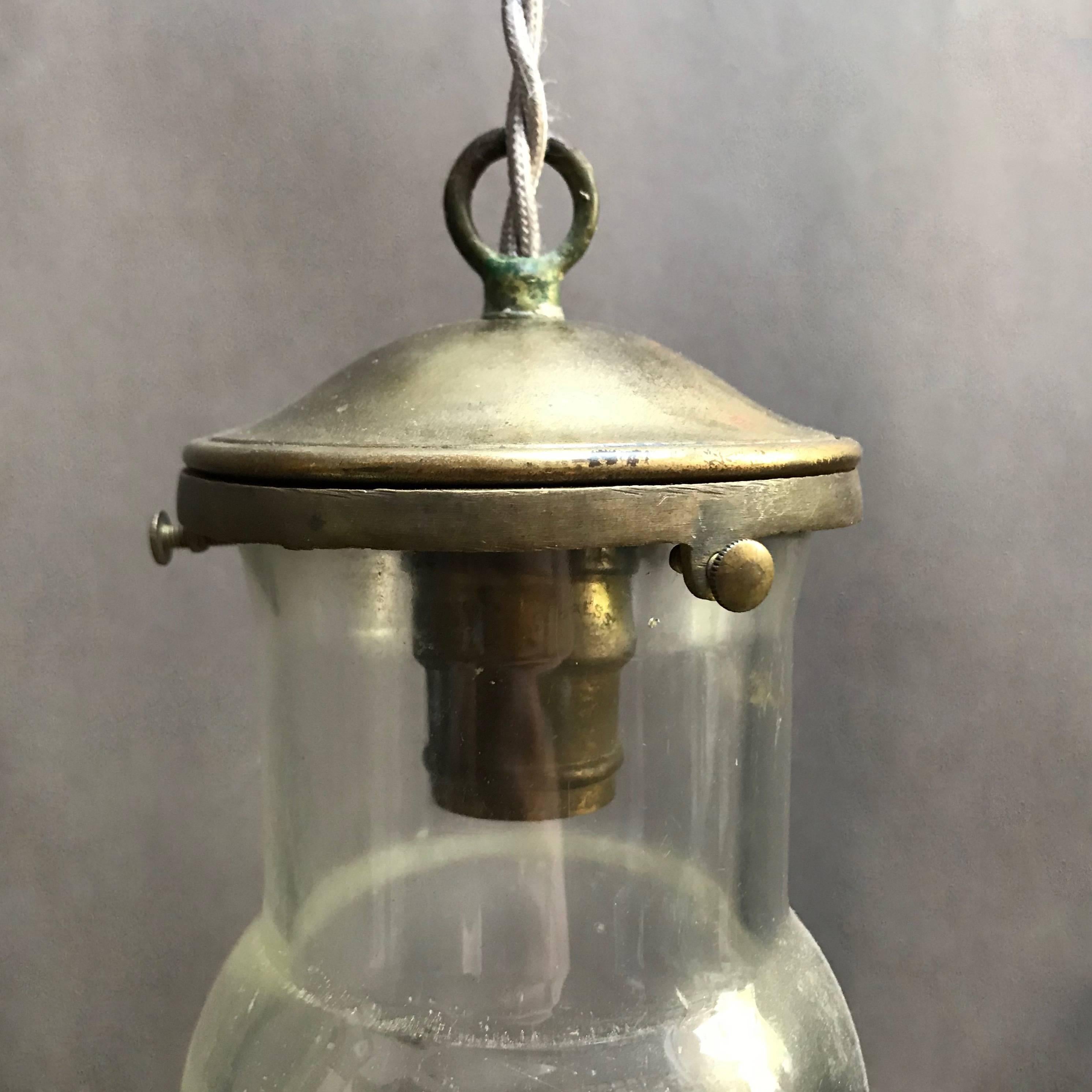 Industrial Pyrex Glass Pendant Light In Excellent Condition In Brooklyn, NY