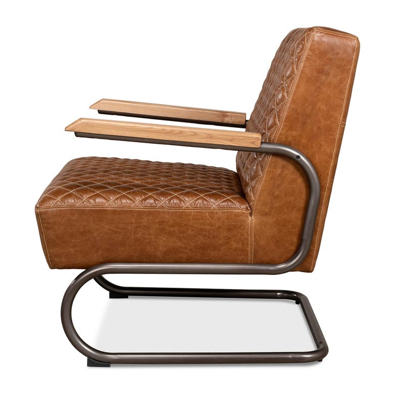 Industrial Quilted Leather Armchair For Sale at 1stDibs | industrial ...