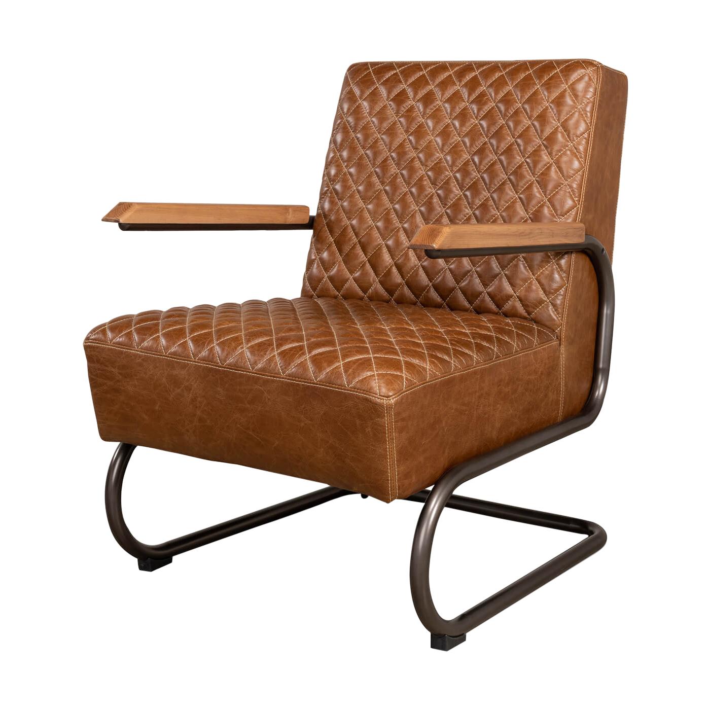 Industrial Quilted Leather Armchair