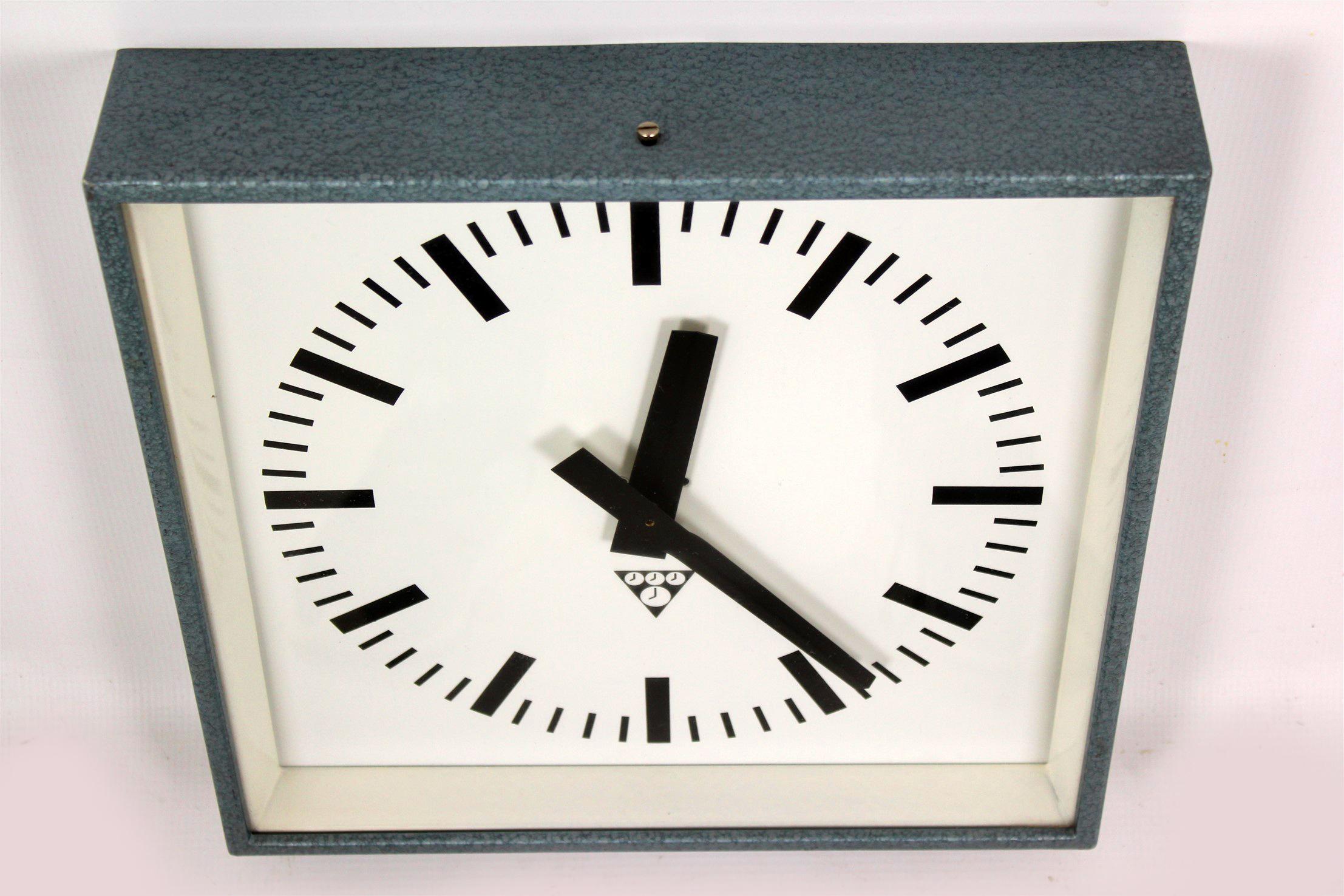 Mid-Century Modern Industrial Railway Clock by Pragotron, 1970s