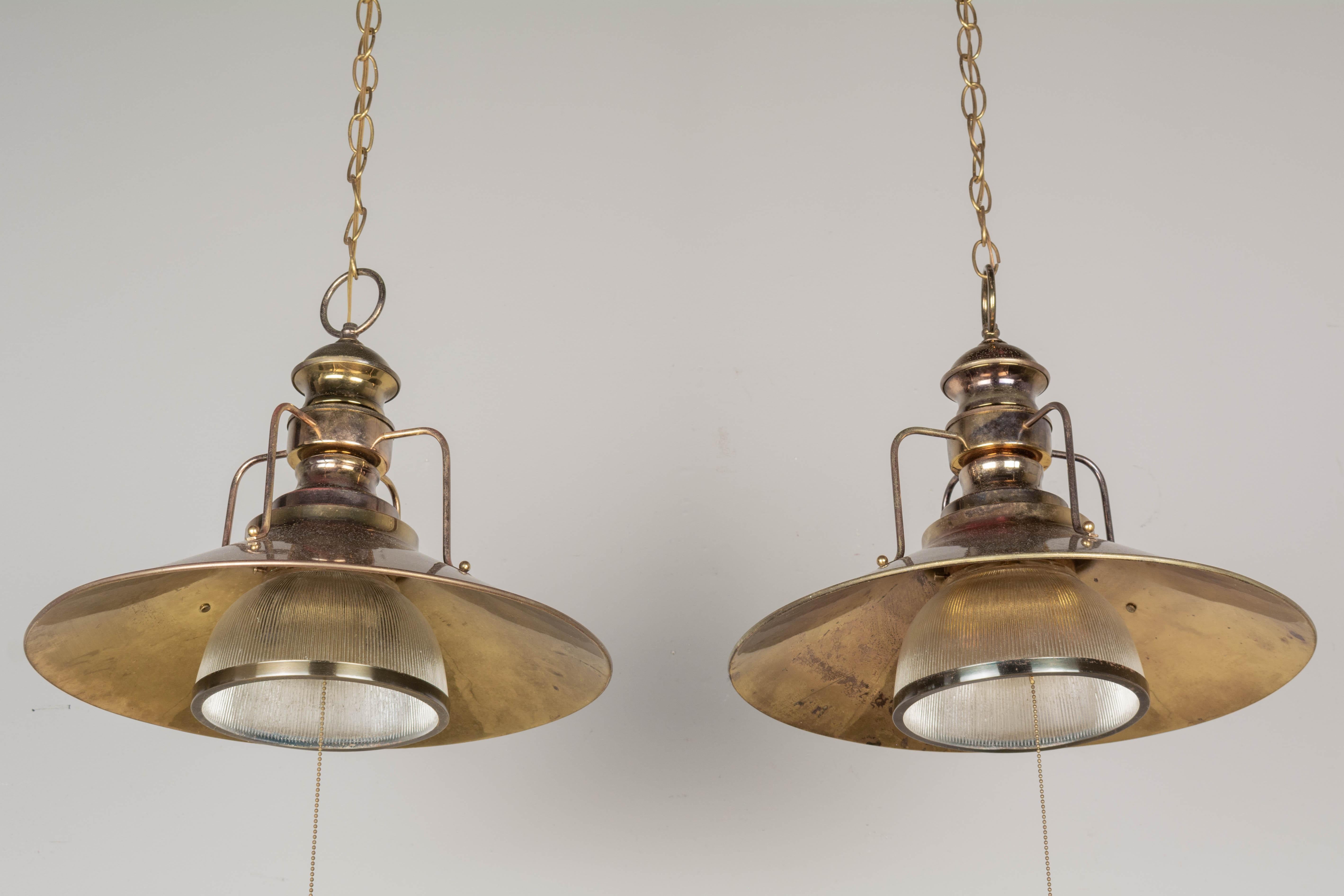 20th Century Industrial Railway Station Pendant Lights, a Pair
