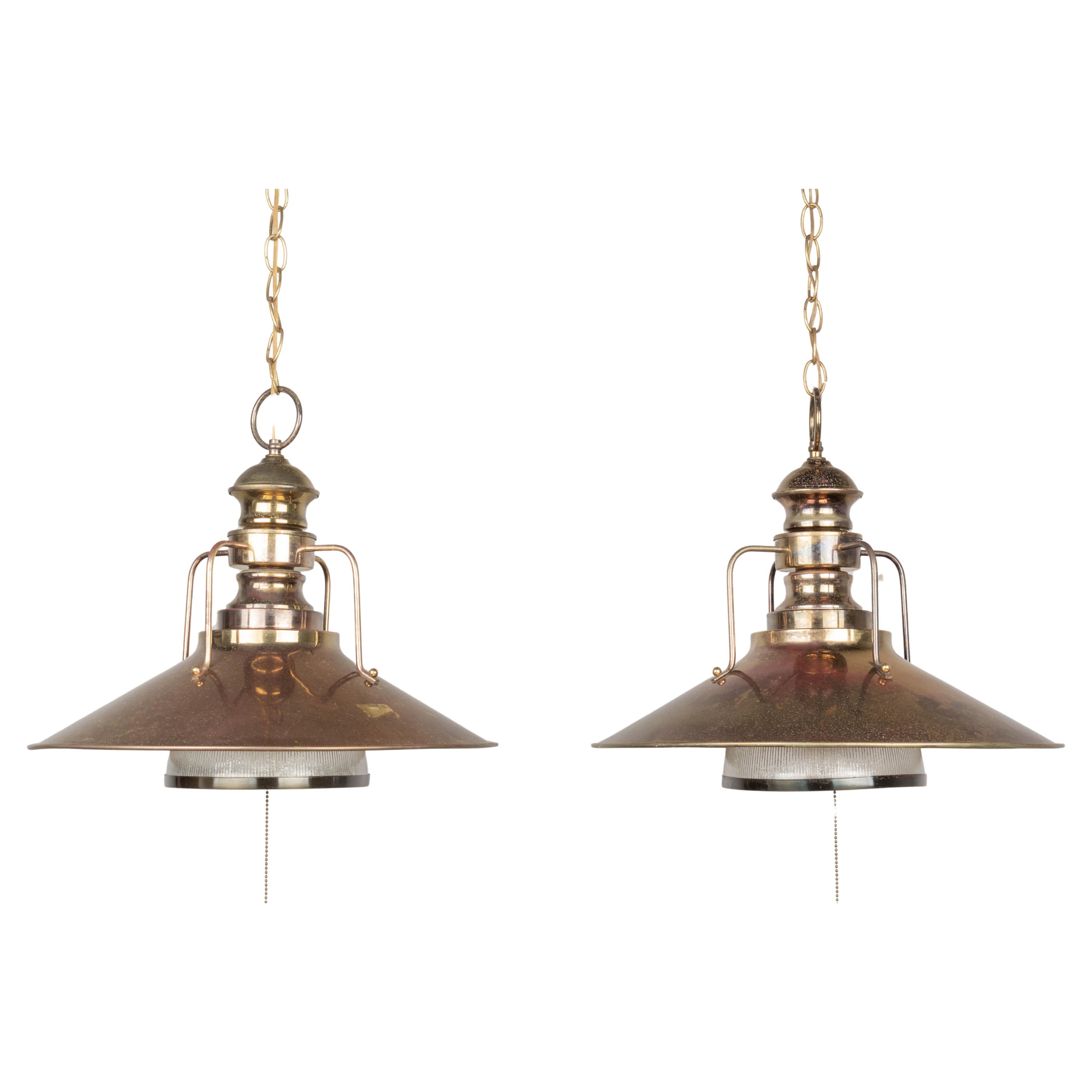 Industrial Railway Station Pendant Lights, a Pair