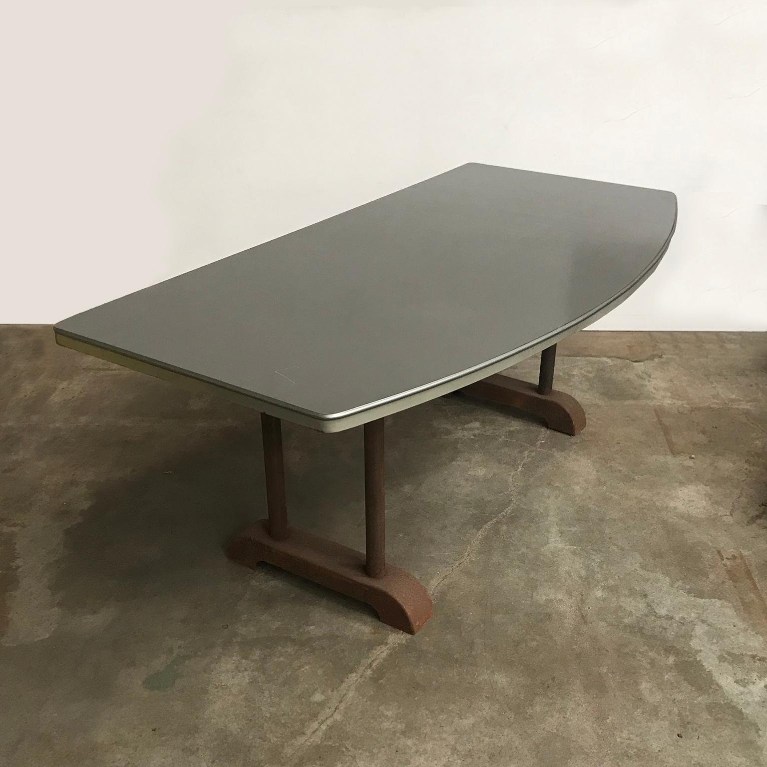 Mid-Century Modern Industrial Reception Table with Round Curve in Top / Only Top Six Hundred Euro